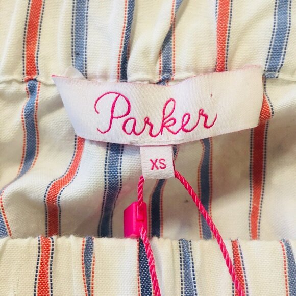 PARKER Dane Off Shoulder Embroidered 3/4 Sleeves Stripe Scallop Blouse XS NEW - Picture 8 of 12